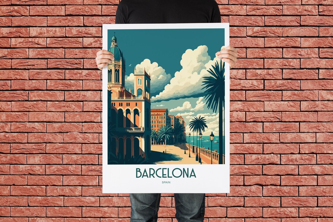 Barcelona Spain Travel Poster, Retro Travel Art - Image 2