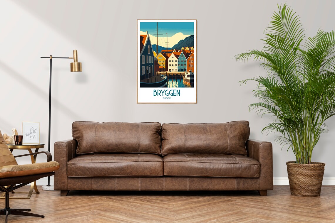 Bryggen Norway Travel Poster, Scenic Wall Art - Image 3