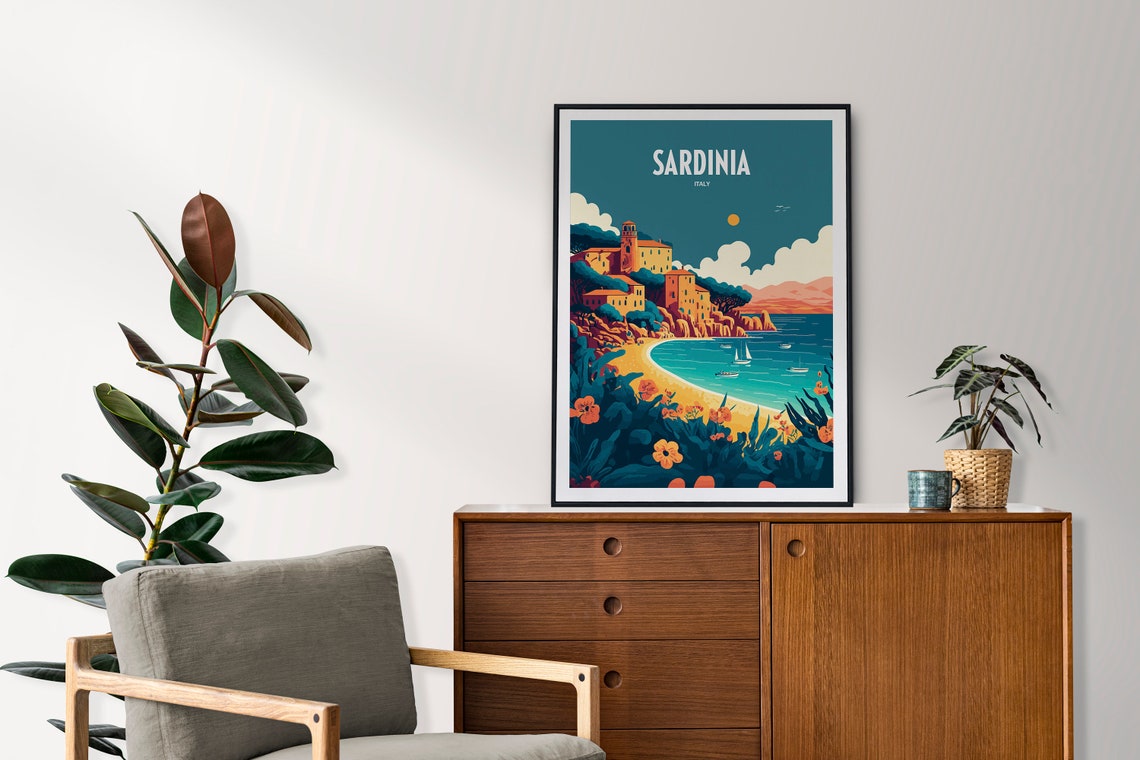 Sardinia Italy Travel Print Sardinia Island Travel Art Sardinia Italian Island Travel Print Italian Island Print Sardinia Sea Print - Image 2