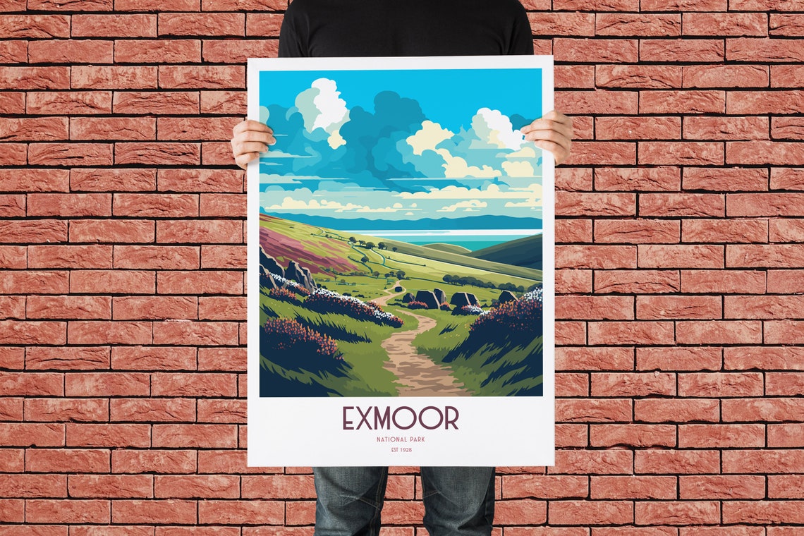 Exmoor National Park Travel Print National Park Travel Art Exmoor Travel Print Uk National Park Exmoor Travel Poster - Image 3