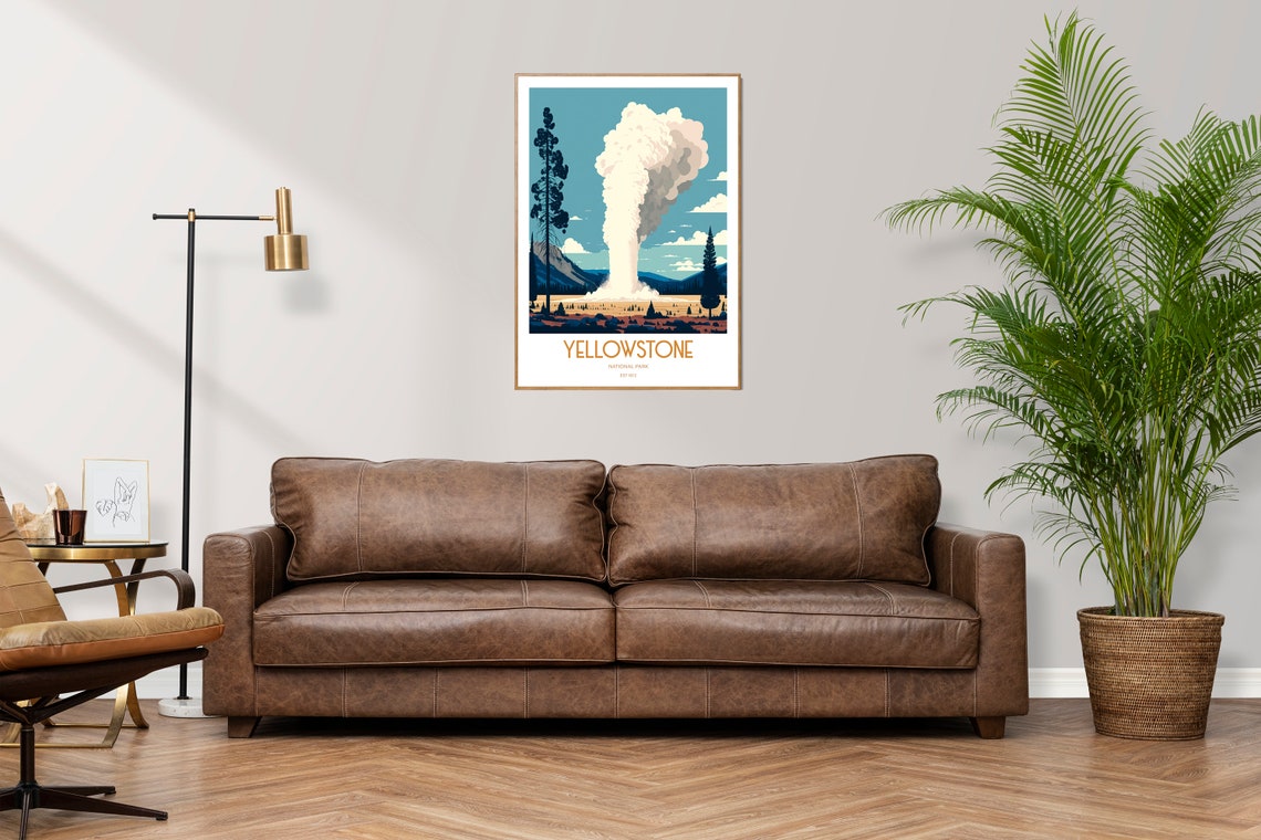 Yellowstone National Park Erupting Geyser Vintage Travel Poster - Image 3