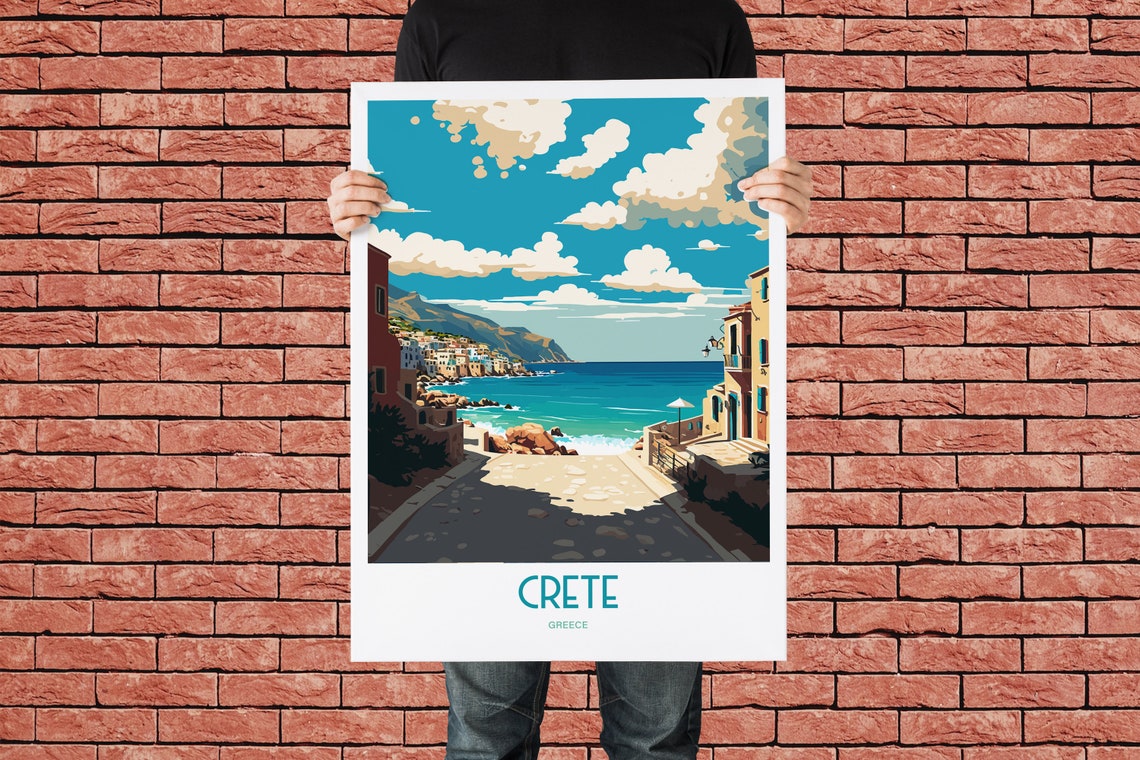 Crete Island Greece Turquoise Coast Town Vintage Travel Poster - Image 3