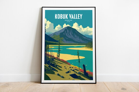 Kobuk Valley National Park Winding River Spruce Vintage Travel Poster