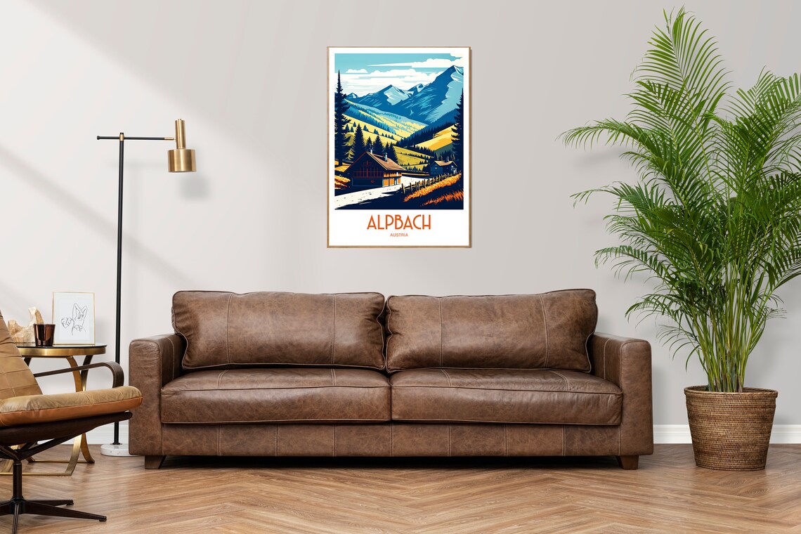 Alpbach Austria Scenic Alpine Chalets Golden Meadow Travel Poster - Image 3