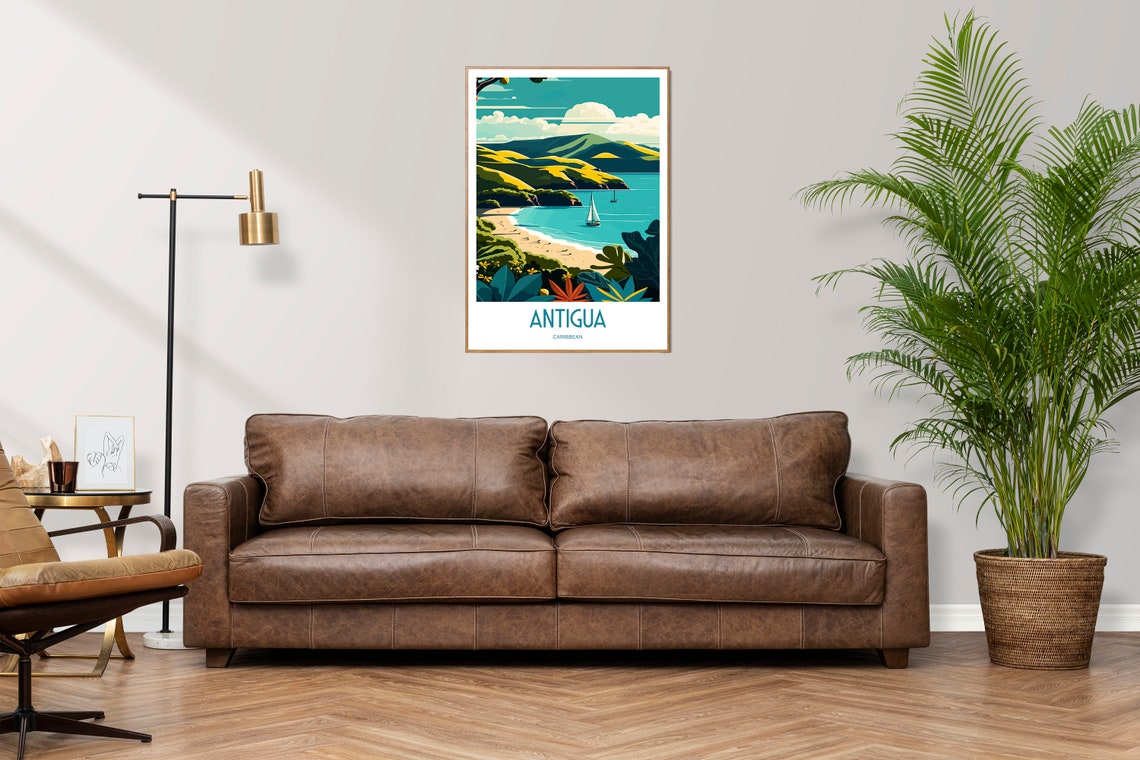 Antigua Travel Poster For Antigua Birthday Gift For Travel Print Lovers Caribbean Travel Poster For Antigua Beaches Birthday Gift Poster - Image 2