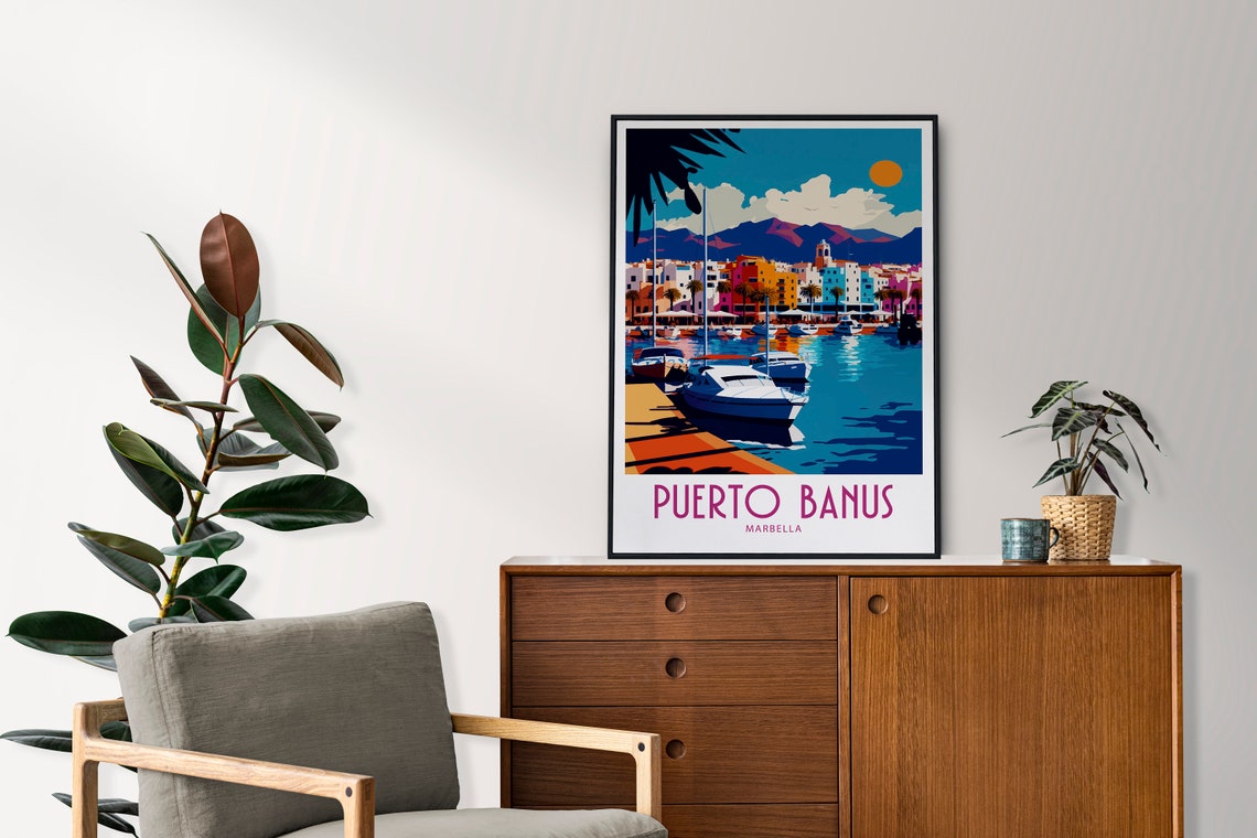 Puerto Banus Travel Print Wall Art Puerto Banus Wall Hanging Home Decoration Puerto Banus Spain Gift Art Lovers Wall Art Print Puerto Banus - Image 3