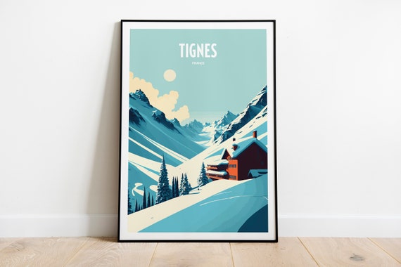 Tignes Travel Print Tignes Resort Travel Art Skiing Travel Print Skiing Mountain Peak Skiing Travel Poster