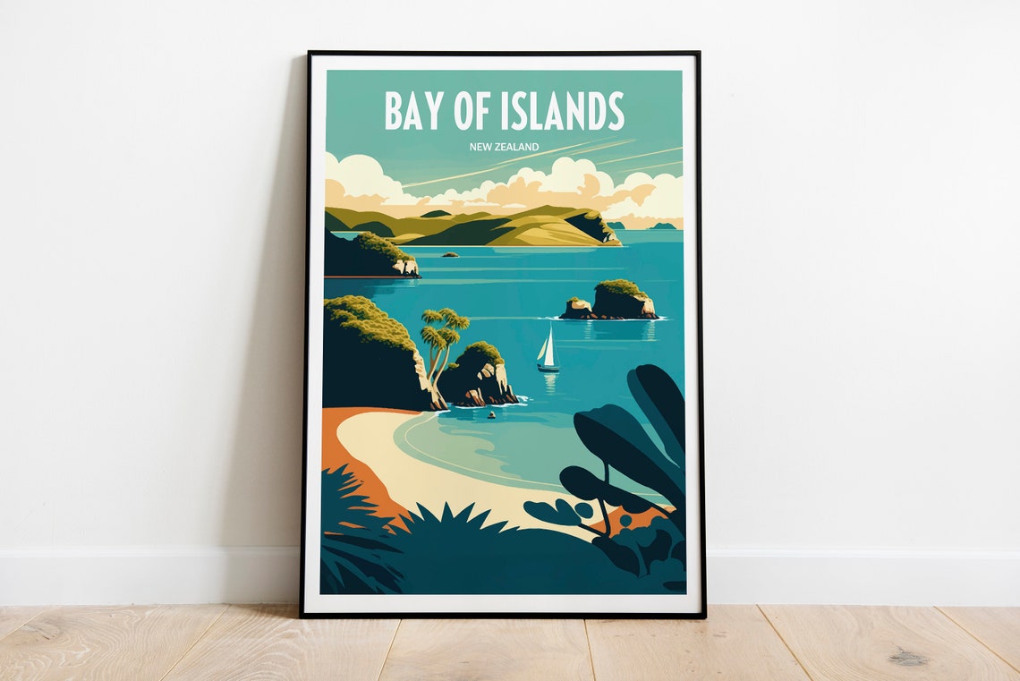 Bay Of Islands Travel Print Bay Of Islands Poster Bay Of Islands Home Decor Landscape Art Print Bay Of Islands New Zealand Wall Art