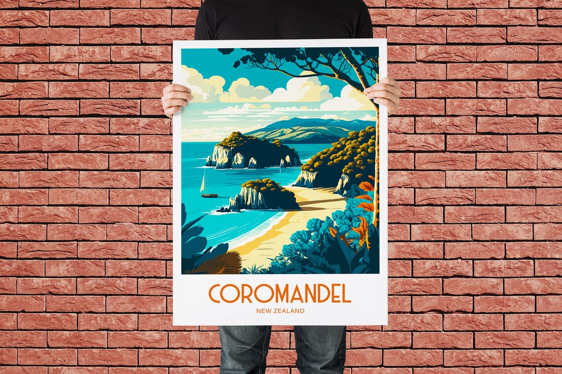 Coromandel Peninsula New Zealand Travel Poster, Landscape - Image 3