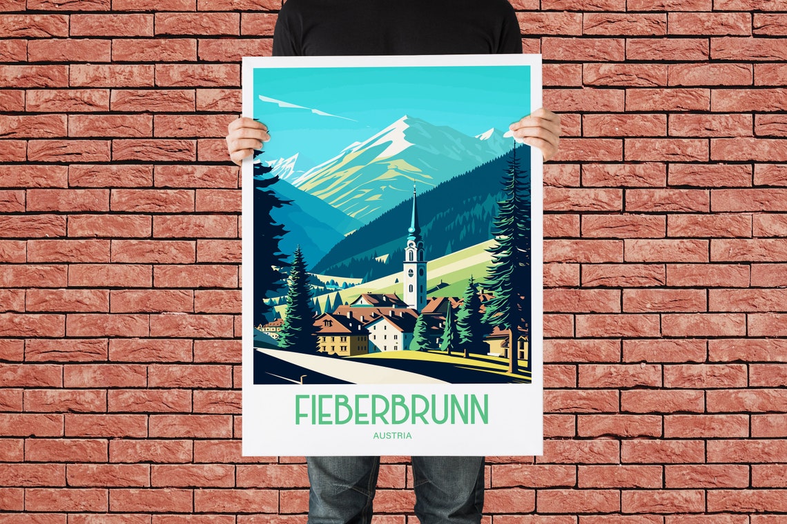 Fieberbrunn Travel Print Fieberbrunn Poster Fieberbrunn Austria Home Decor Landscape Art Print Fieberbrunn Austria Wall Art Gift Fieberbrunn - Image 2