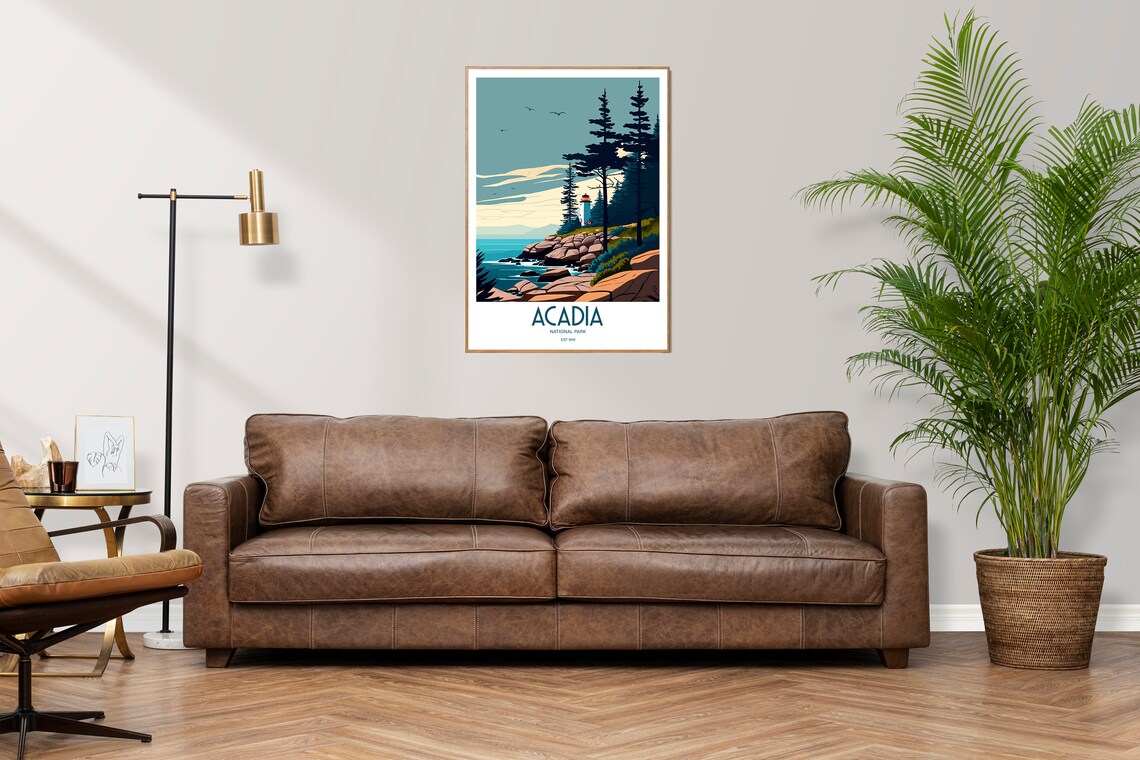 Acadia National Park Maine Lighthouse Coast Vintage Travel Poster - Image 2
