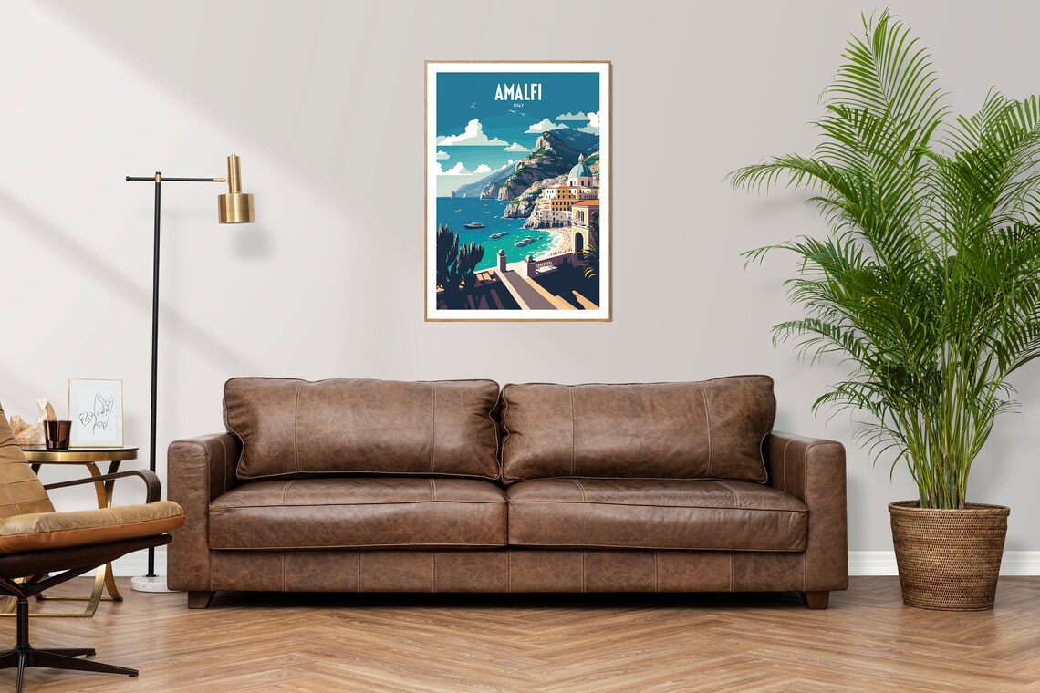 Amalfi Italy Seaside Town Vintage Style Coastal Travel Poster - Image 3