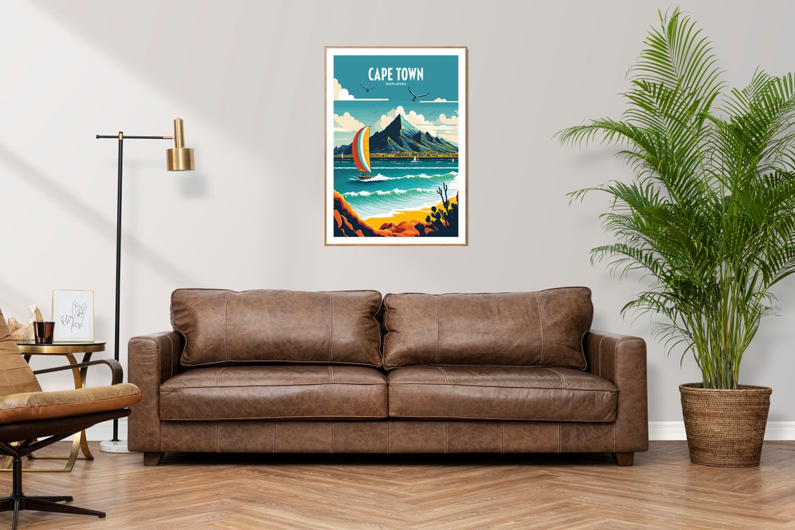 Cape Town South Africa Travel Print South African Travel Art Cape Town Travel Print Cape Town Travel Print Windsurfing Travel Poster - Image 2
