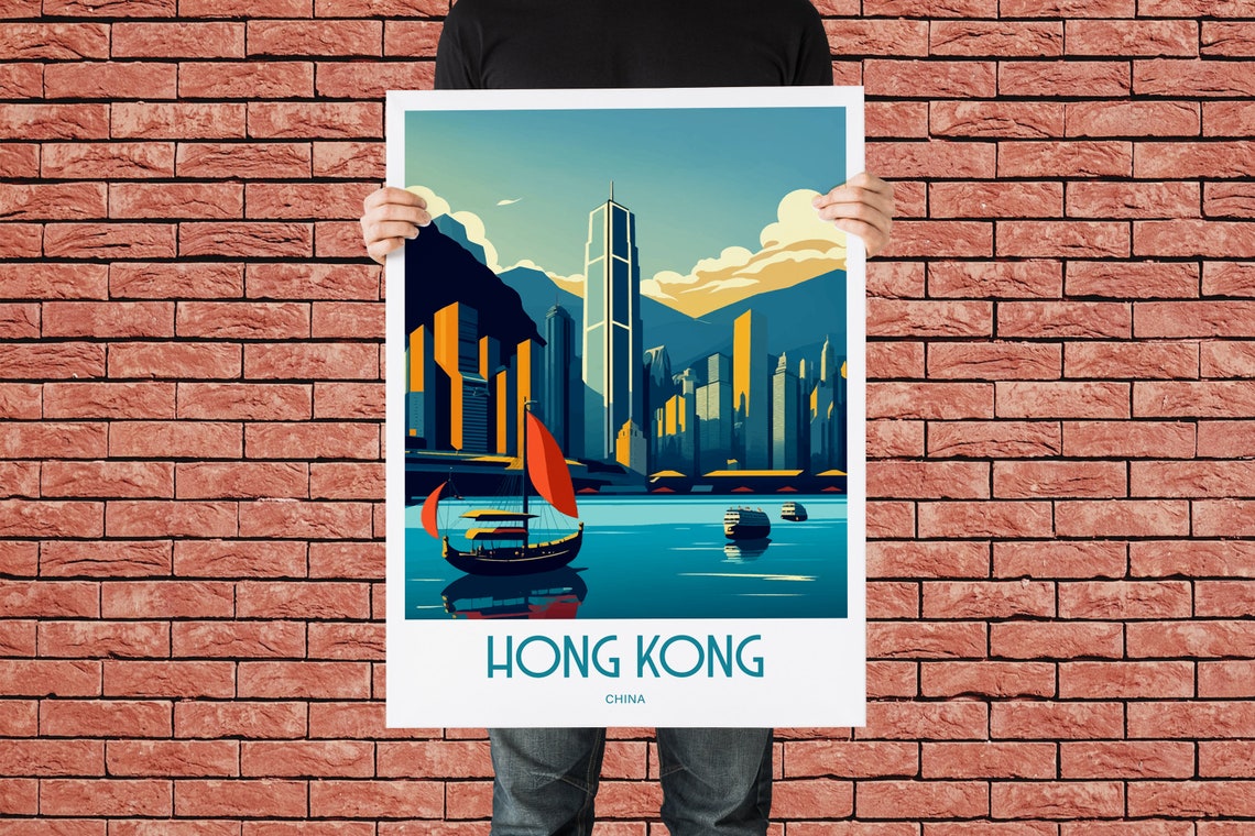 Hong Kong Travel Print Poster Housewarming Hong Kong Gift Skyline Travel Poster Gift Hong Kong Print Hong Kong Gift Hong Kong Cityscape - Image 3