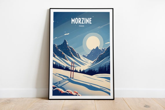 Morzine Travel Print Skiing Resort Travel Art Skiing Travel Print Skiing Mountain Peak Skiing Travel Poster