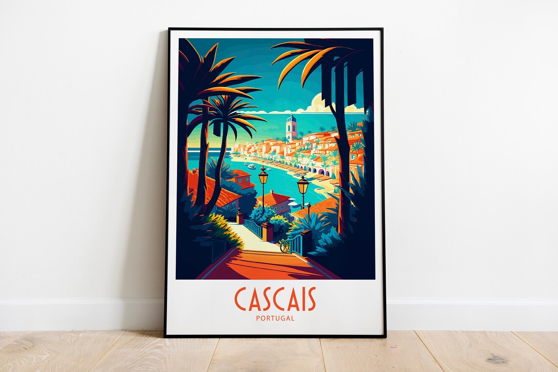 Cascais Travel Poster, Portugal Wall Art Print
