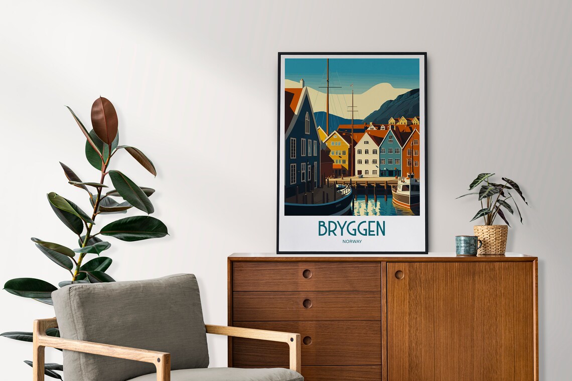 Bryggen Norway Travel Poster, Scenic Wall Art - Image 4