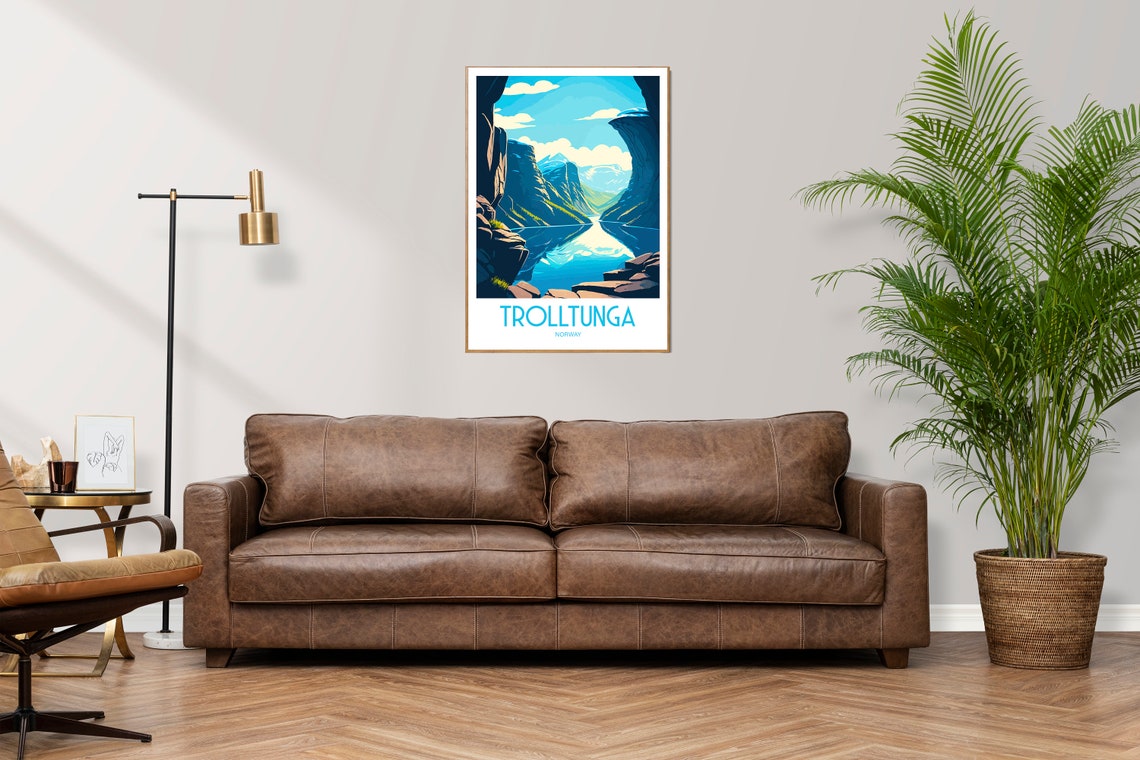 Trolltunga Norway Rock Ledge Mirrored Fjord Peaks Travel Poster - Image 3