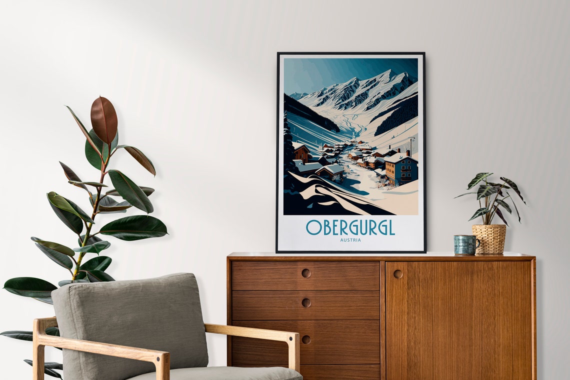 Obergurgl Austria Snowy Alpine Village Mountain Vintage Travel Poster - Image 3