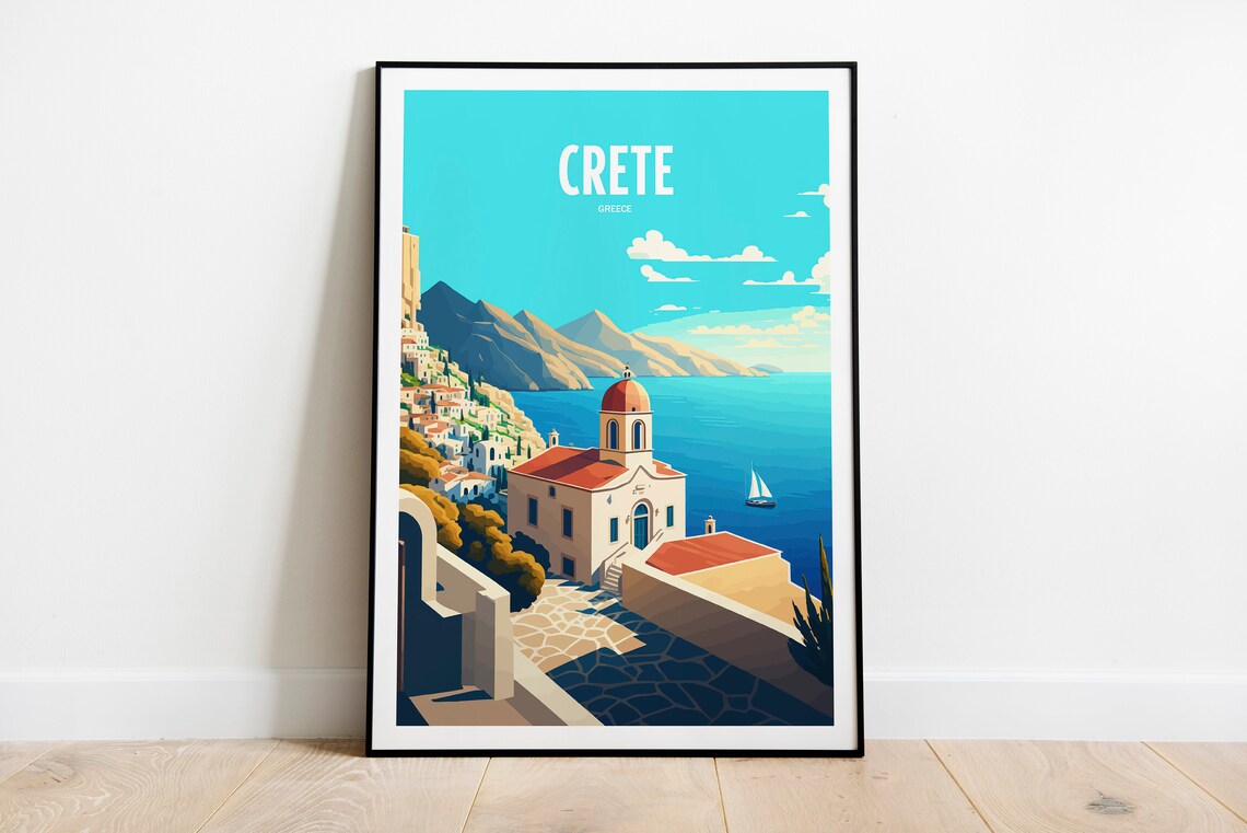 Crete Greece Travel Poster, Seaside Landmark Print - Image 6