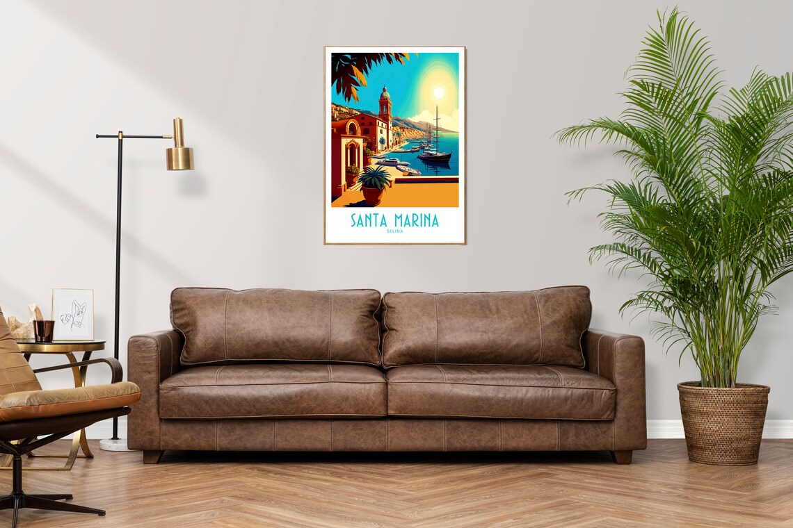 Santa Marina Travel Poster, Holiday Wall Art - Image 3
