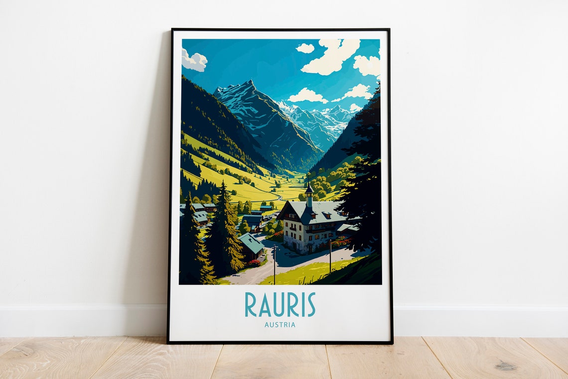 Rauris Austria Alpine Mountain Valley Village Vintage Travel Poster