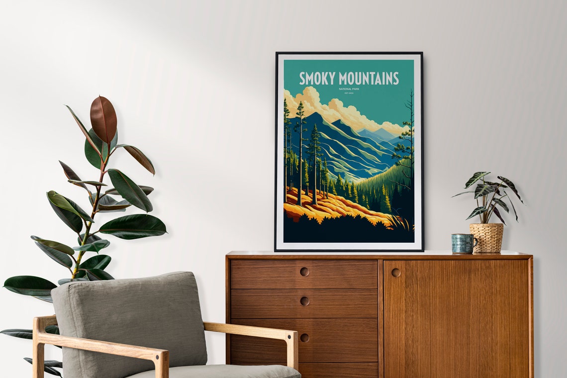 Smoky Mountains National Park Poster Great Smoky Mountain National Park Print Great Smoky North Carolina Smoky Mountains Art - Image 2