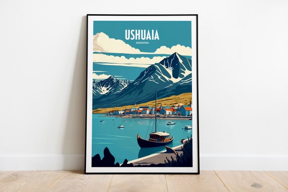 Ushuaia Travel Poster, Argentina Wall Art Print