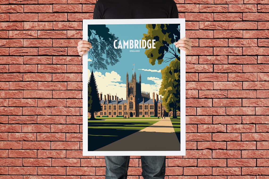 Cambridge England Historic College Buildings Vintage Travel Poster - Image 4