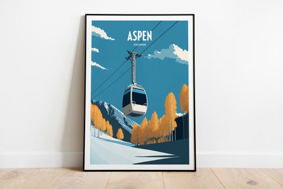 Aspen Ski Travel Print Aspen Resort Travel Art Skiing Travel Print Skiing Lift Peak Skiing Travel Poster