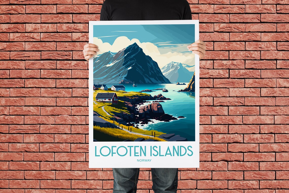 Lofoten Islands Norway Fishing Village Arctic Peaks Retro Poster - Image 2