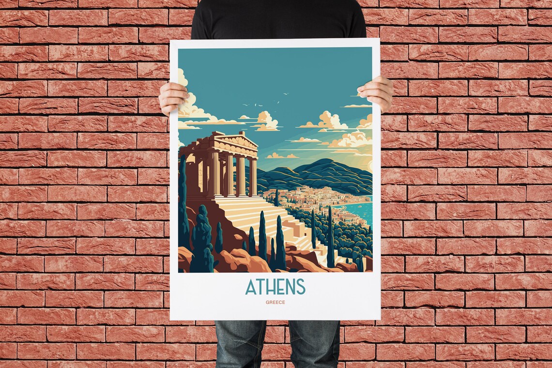 Athens Greece Retro Travel Poster, Acropolis - Image 3
