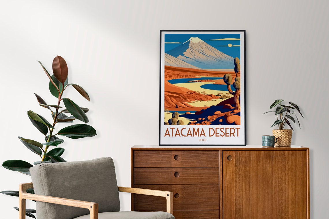 Atacama Desert Chile Volcano Salt Flat Vintage Travel Poster - Image 2