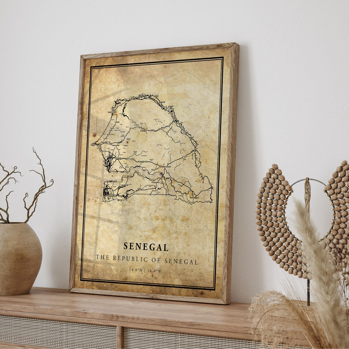 Senegal Vintage Map Poster, Country Road Map - Image 4