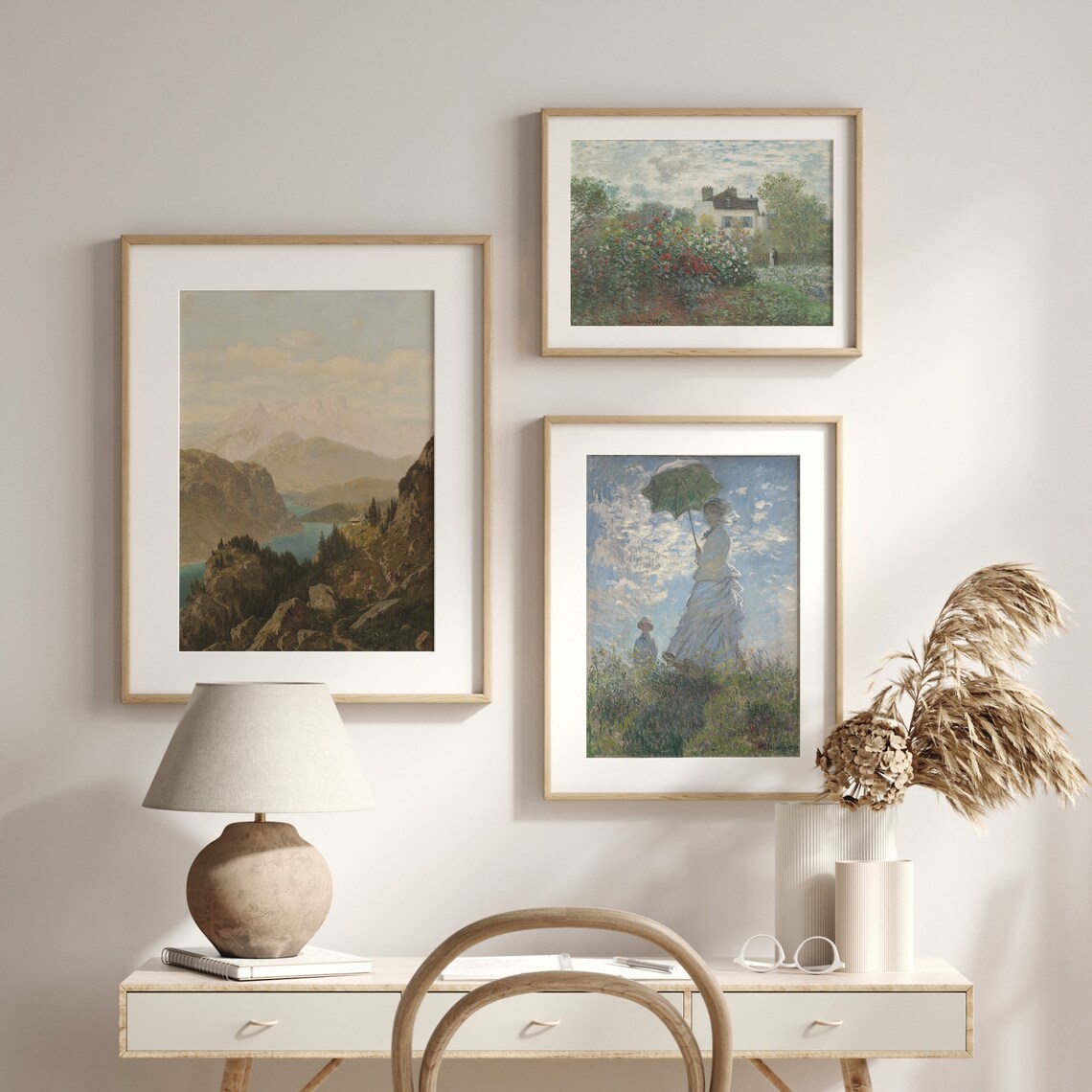 Mountain River Scenery Painting Rustic Landscape Vintage Print Cabin Wall Decor Vintage Home Decor Rustic Wall Art C16 776 - Image 2