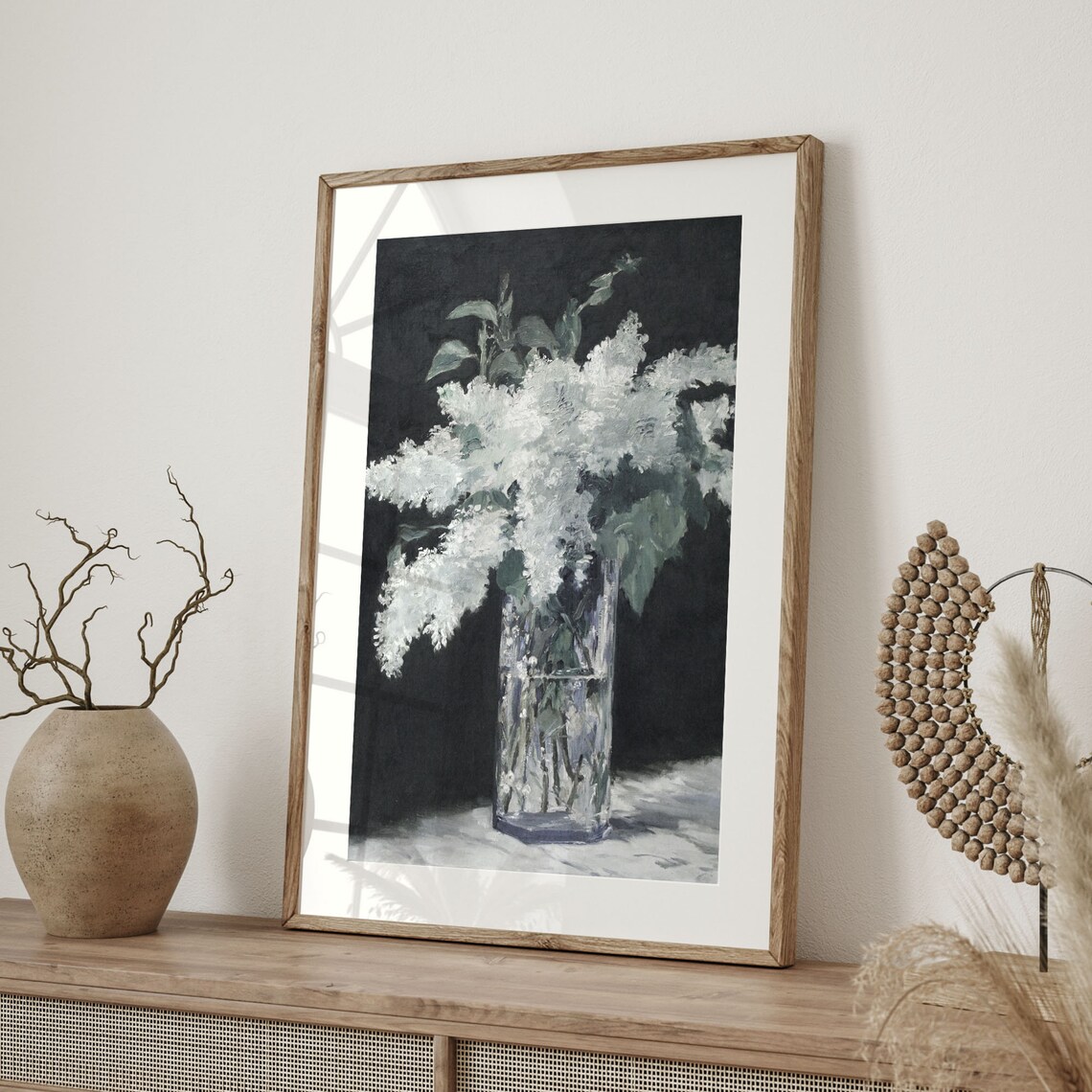 Vintage White Lilacs Floral Art Print, Farmhouse Decor - Image 4
