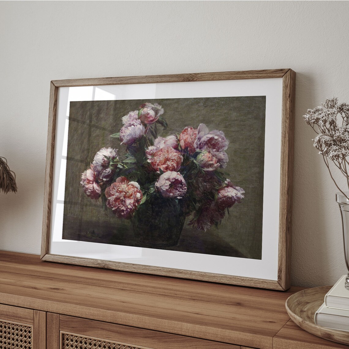 Pink Peonies Bouquet Vintage Floral Still Life Oil Painting Poster - Image 4
