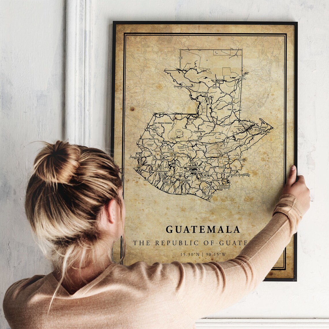 Guatemala Vintage Map Poster, Country Street Road Map - Image 2