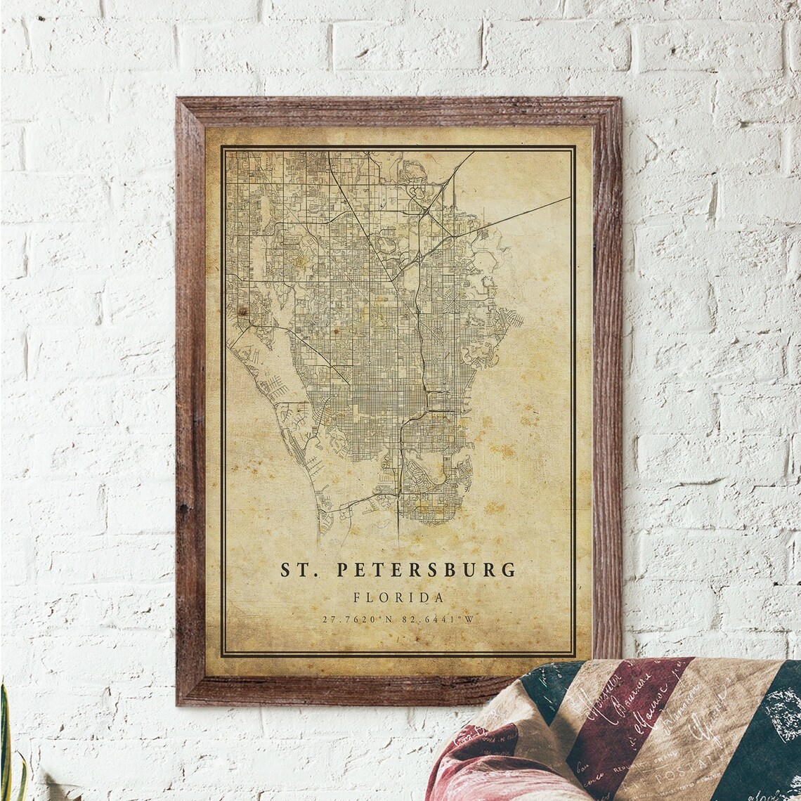 St Petersburg Vintage Map Poster, Rustic Florida - Image 3