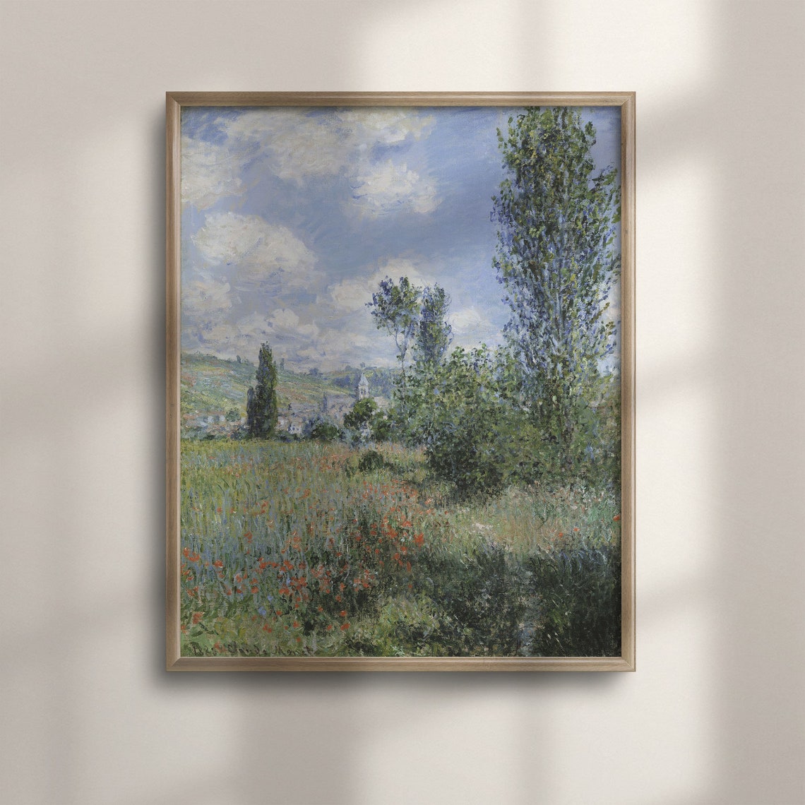 Claude Monet View of Vetheuil Poppy Field Impressionist Art Poster
