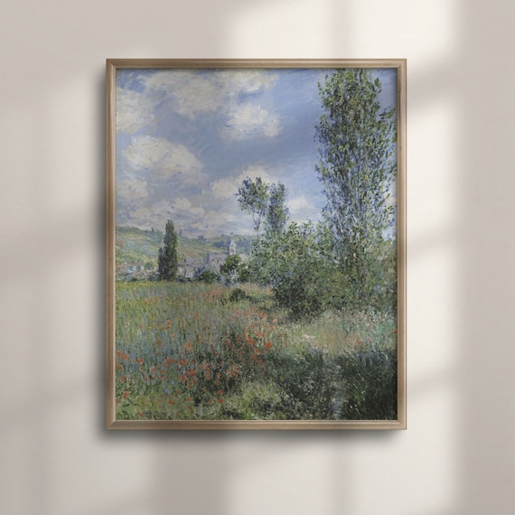 Claude Monet Landscape Painting View Of Vtheuil Vintage Museum Art Poster 1899 Impressionism Farmhouse Decor C16 1180