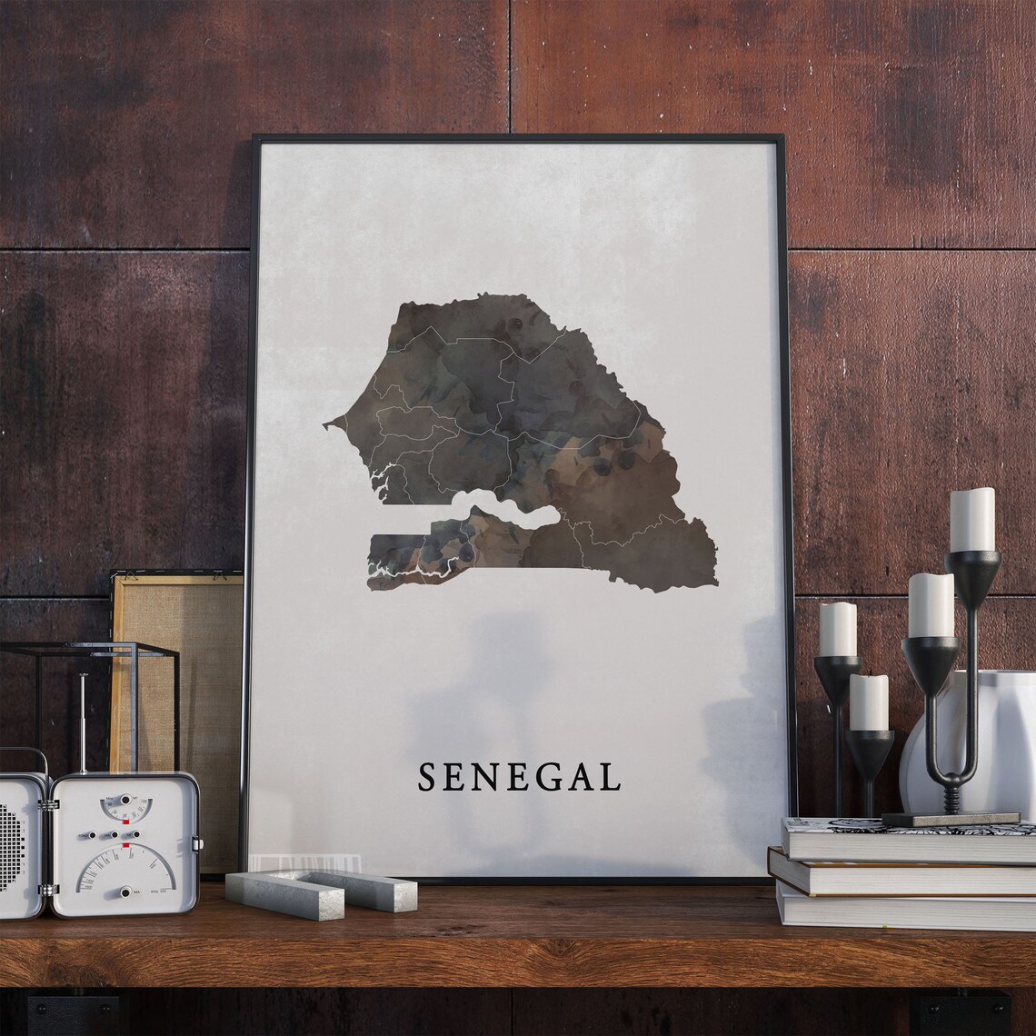 Senegal Vintage Style Map Poster, Travel Wall Art
