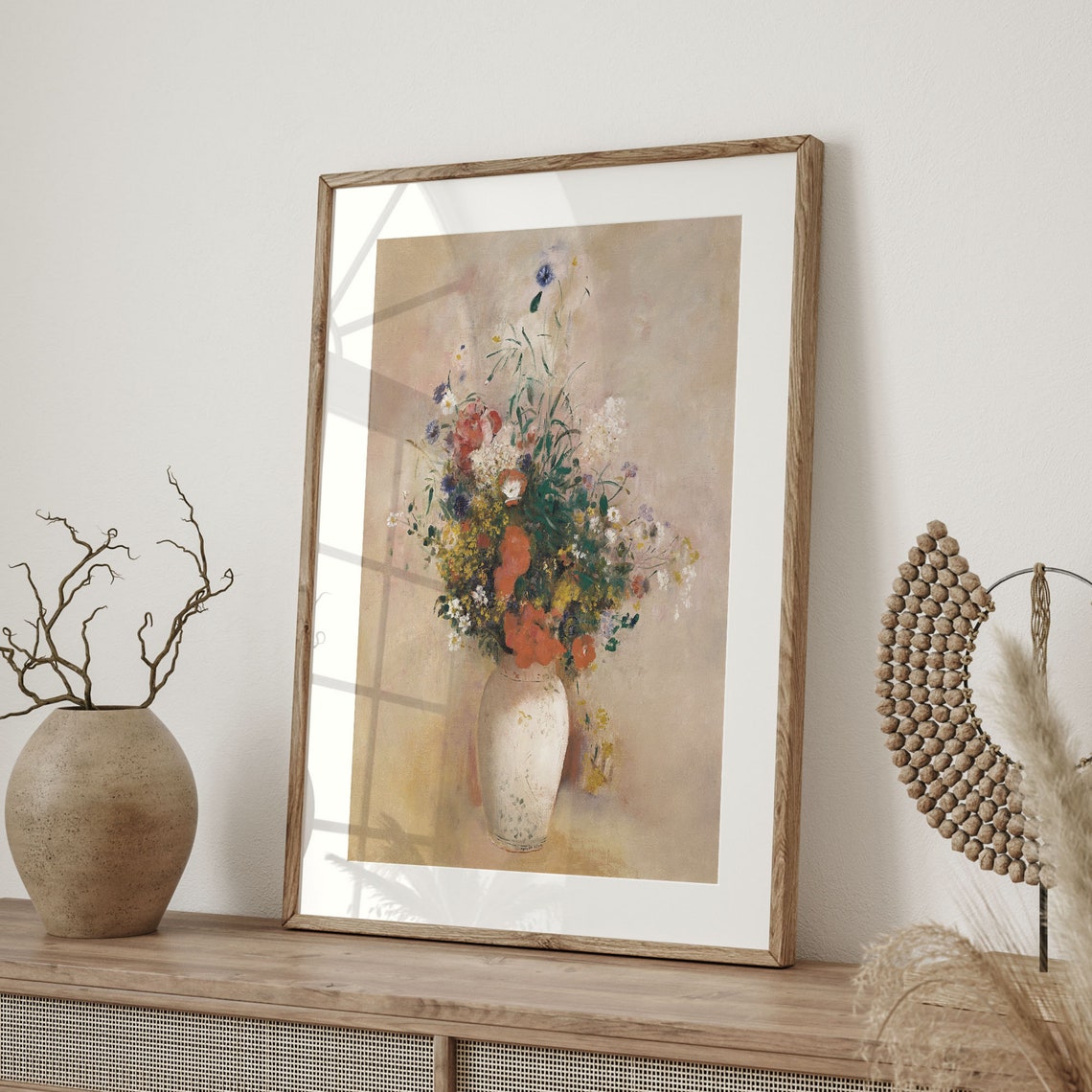 French Country Decor Floral Wall Art Farmhouse Decor Oil Painting Of Poppies In A Vase Floral Still Life Artwork C16 1346 - Image 4