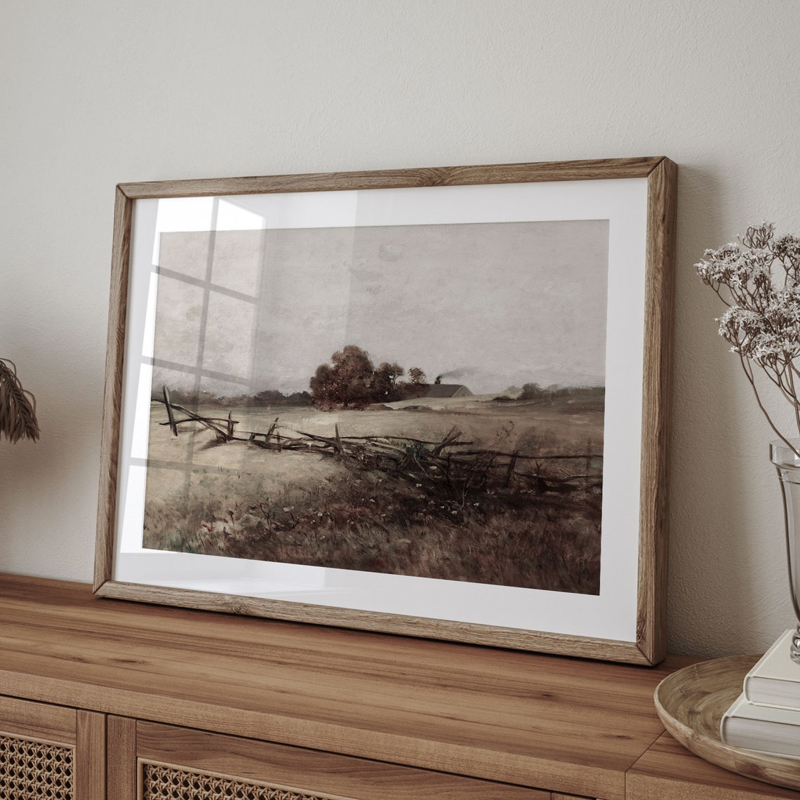 Vintage Autumn Field Split Rail Fence Barn Rustic Fall Art Poster - Image 4