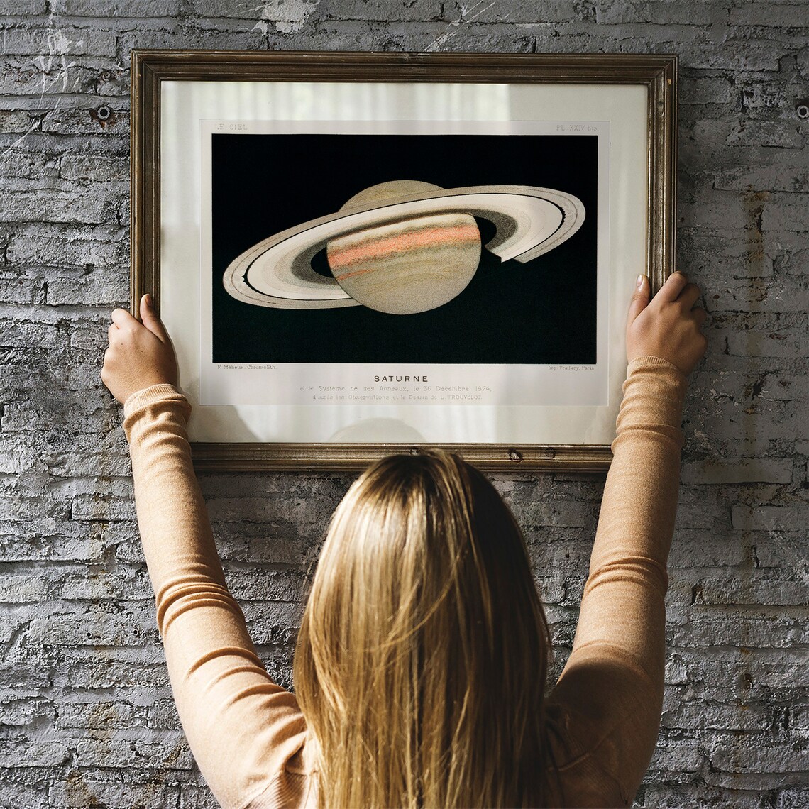 Saturne Antique Space Painting, Vintage Art Print - Image 3