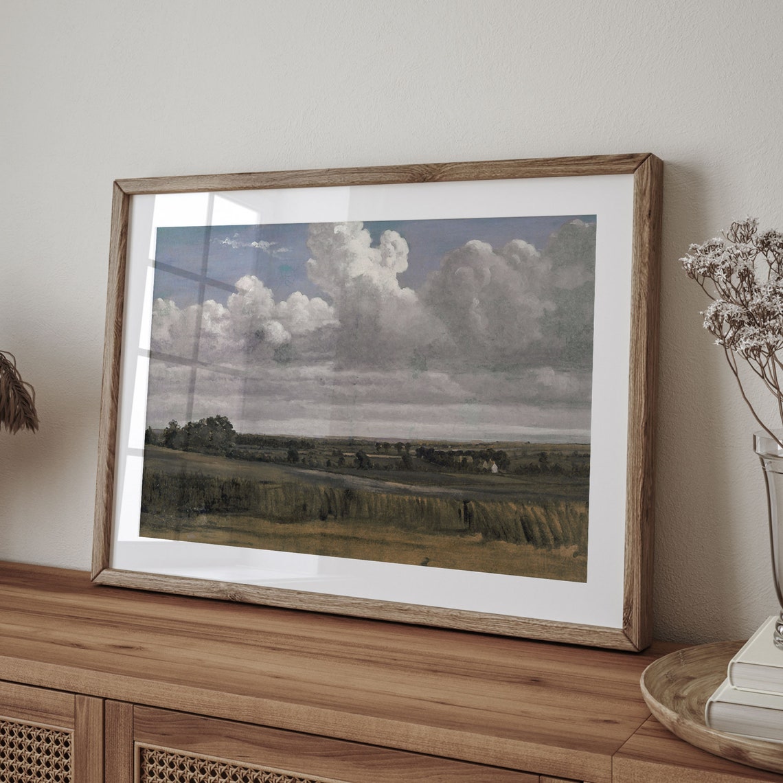 Billowing Clouds Over Wheat Field Vintage Countryside Landscape Poster - Image 4