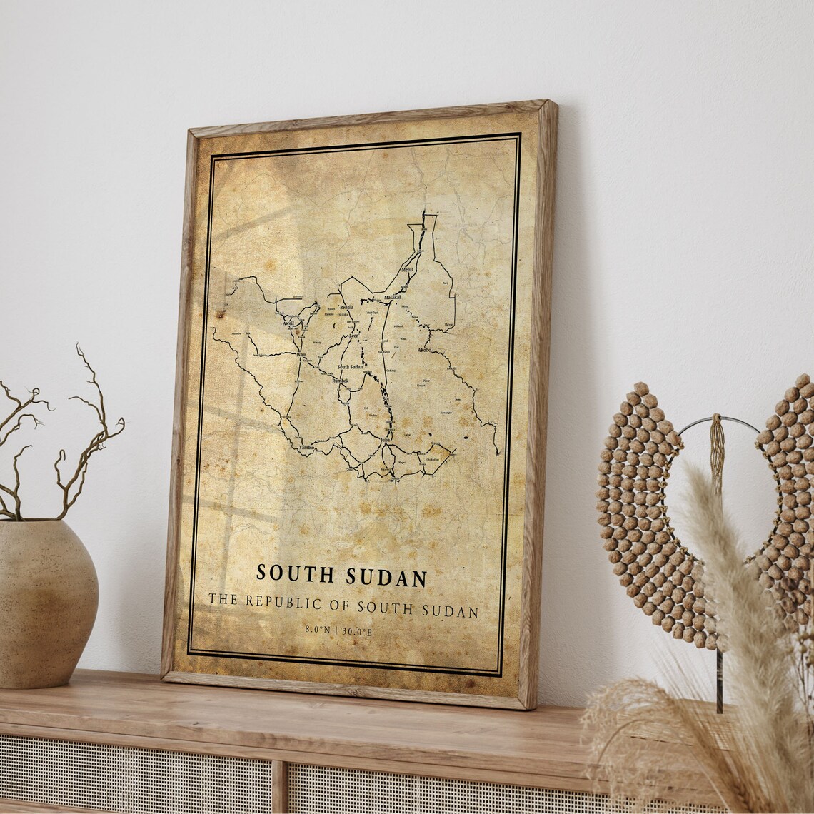 South Sudan Republic Vintage Country Map Antique Parchment Poster - Image 4