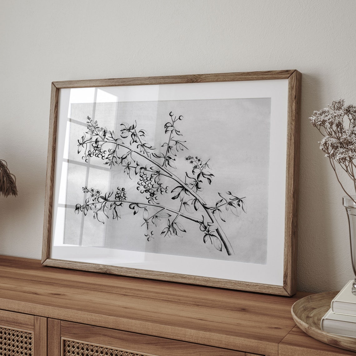 Wild Berry Branch Botanical Line Engraving Vintage Art Poster - Image 4