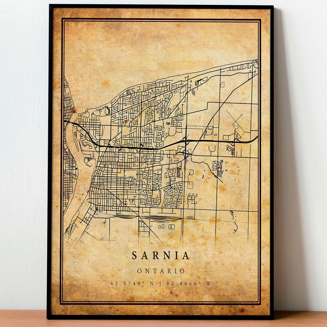 Sarnia Vintage Map Poster, Antique Rustic Ontario - Image 4