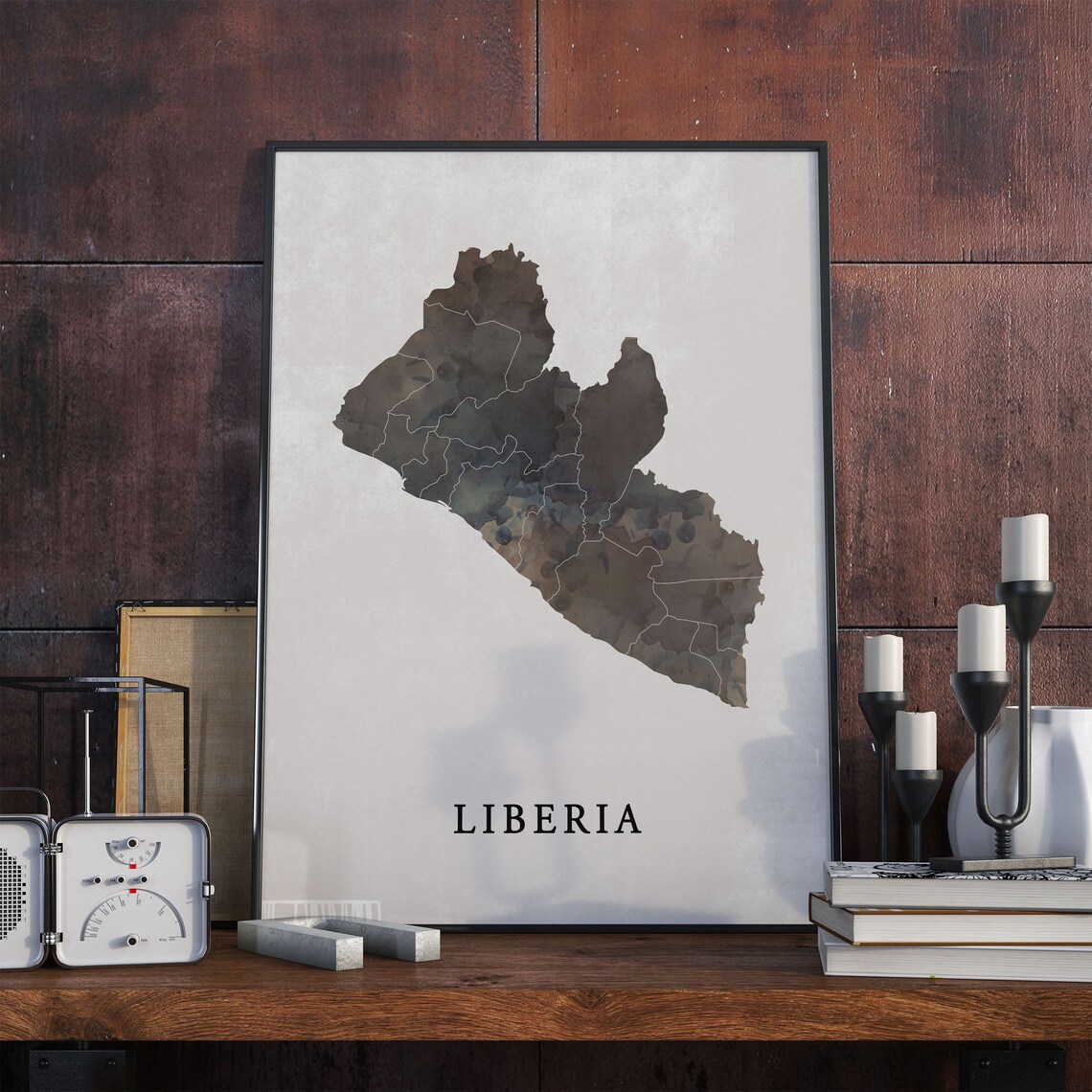 Liberia Vintage Style Map Print, Travel Poster